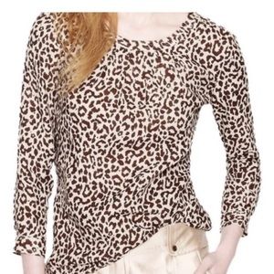 J. Crew Linen Animal Print Popover Shirt -6- EUC